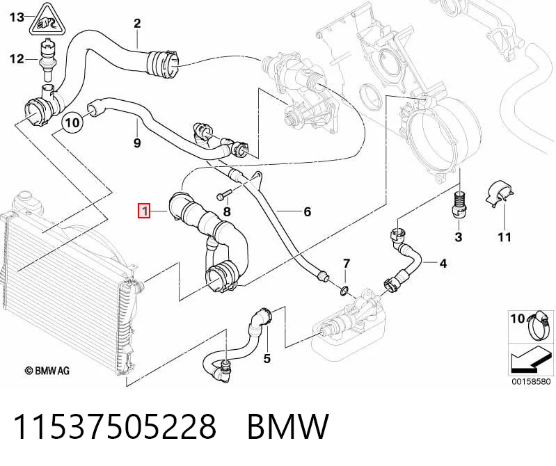 11537505228 BMW Manguera superior del radiador
