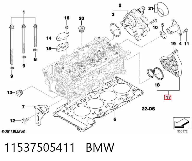 11537505411 BMW Tapa trasera de la culata