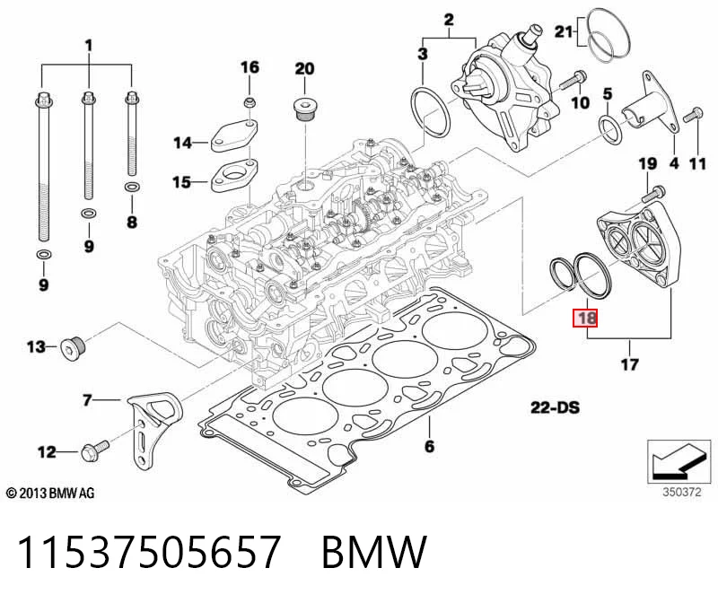 11537505657 BMW Junta de tapa trasera del bloque de cilindros