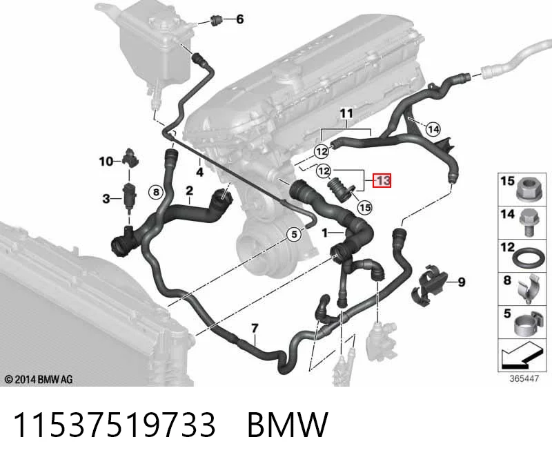 11537519733 BMW Brida del sistema de refrigeración (triple unión)