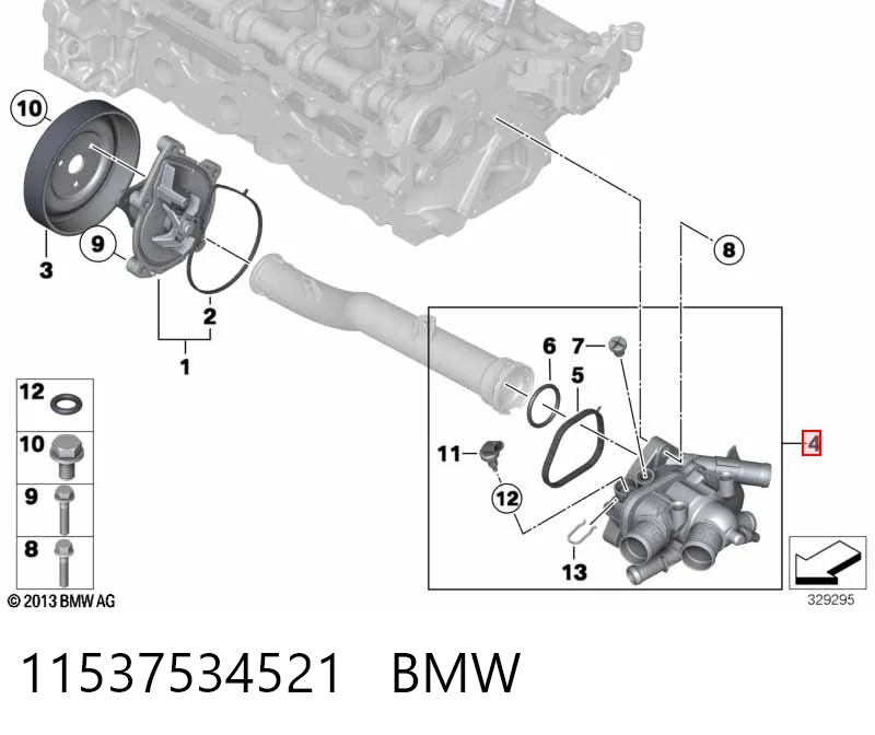 11537534521 BMW Caja del termostato