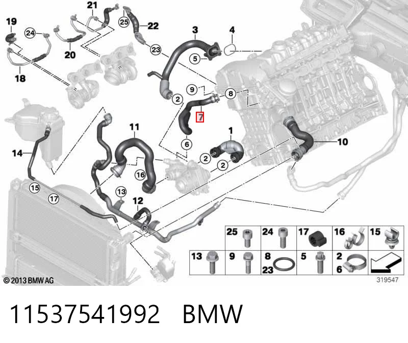 11537541992 BMW Manguera de refrigeración
