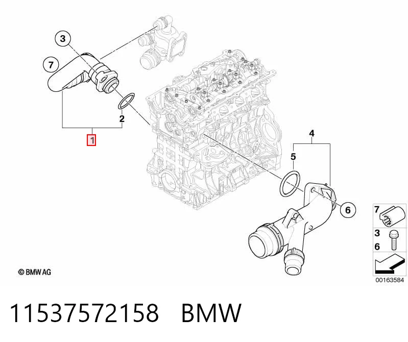 11537572158 BMW Manguera del termostato
