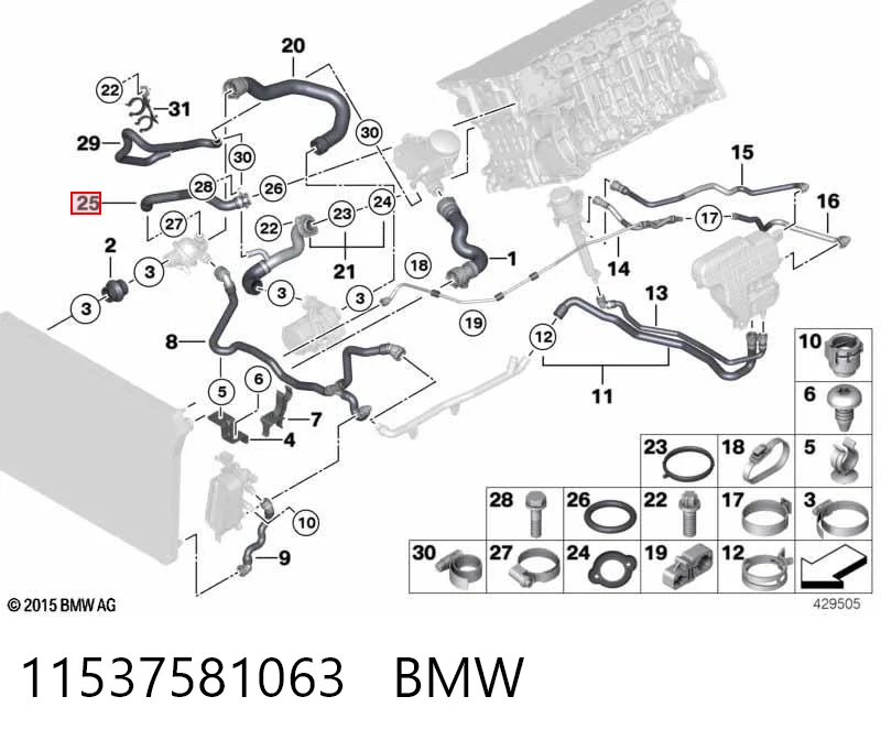 11537581063 BMW Manguera del termostato