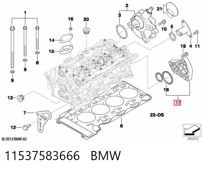 11537583666 BMW Tapa trasera de la culata