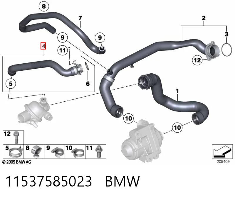 11537585023 BMW Manguera de refrigeración