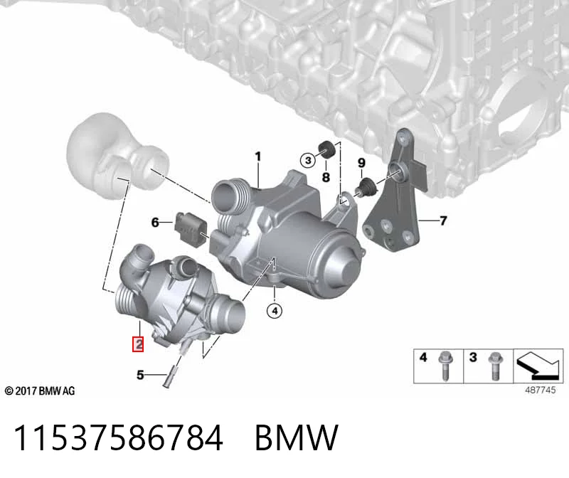 11537586784 BMW Caja del termostato