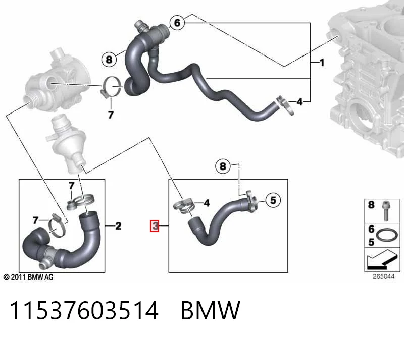 11537603514 BMW Manguera del termostato