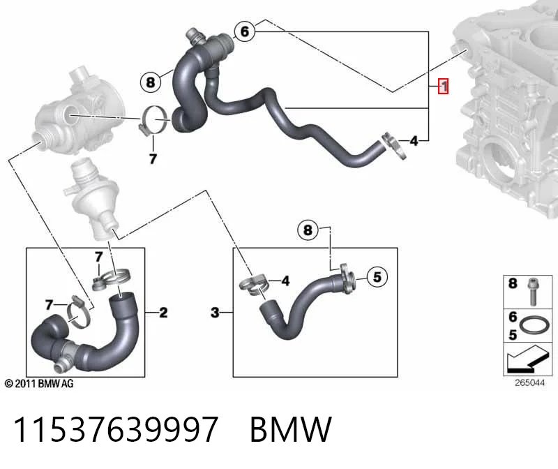 11537639997 BMW Manguera de refrigeración