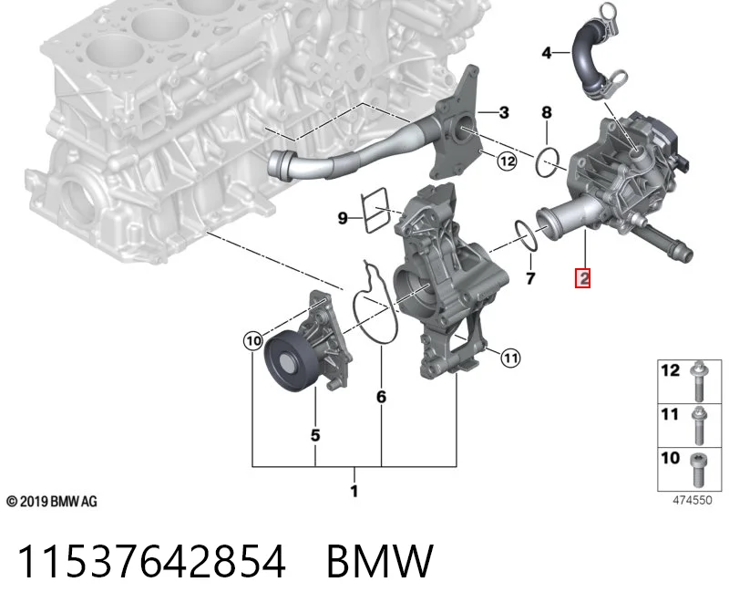 11537642854 BMW Caja del termostato