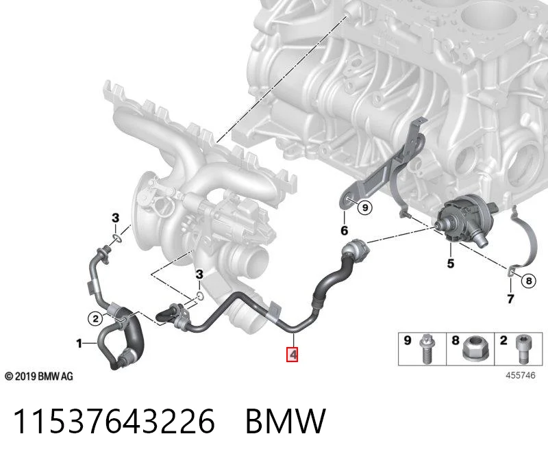 11537643226 BMW Manguera de retorno de refrigerante del turbocompresor