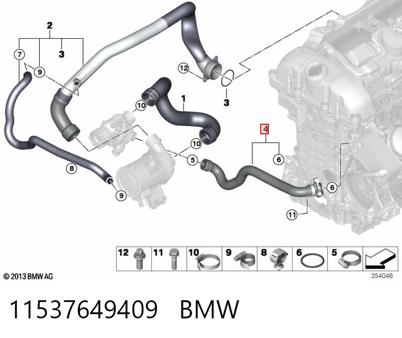 11537649409 BMW Manguera de refrigeración