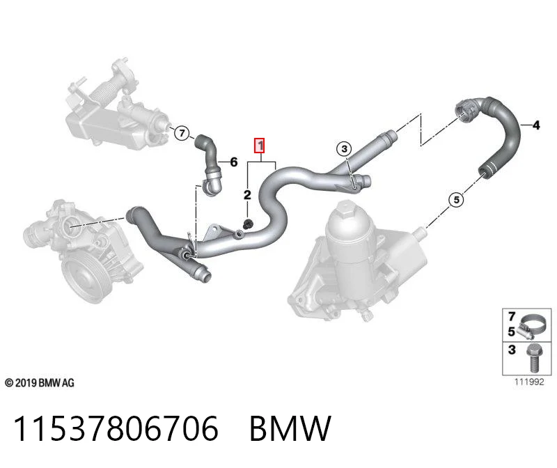 11537806706 BMW Manguera de admisión de la bomba de agua