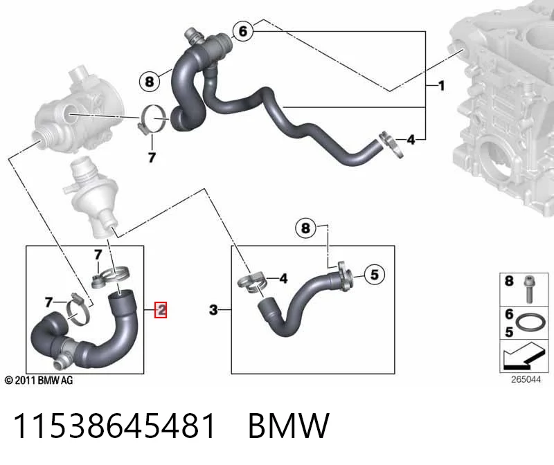 11538645481 BMW Manguera de admisión de la bomba de agua
