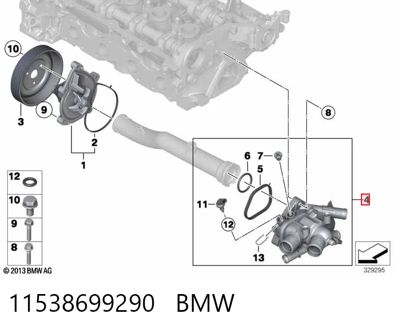 11538699290 BMW Caja del termostato