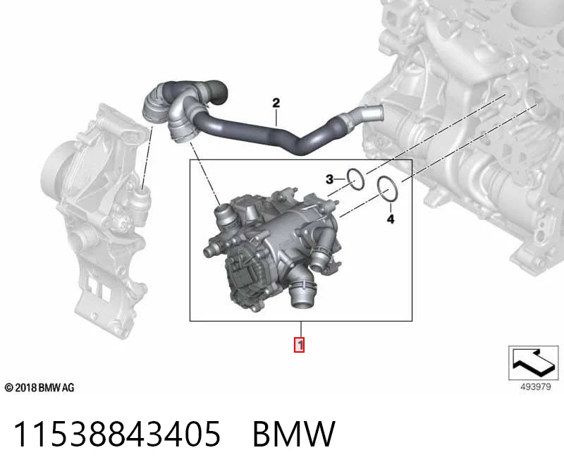 11538843405 BMW Caja del termostato