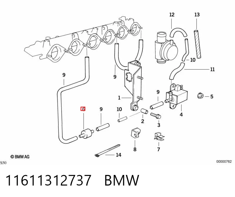 11611312737 BMW Válvula de retención neumática