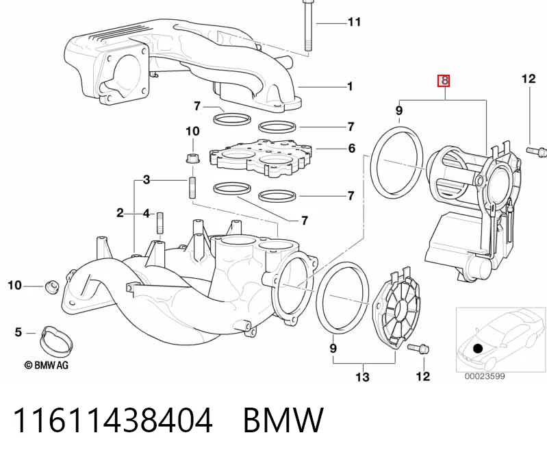11611438404 BMW Regulador de longitud del colector de admisión