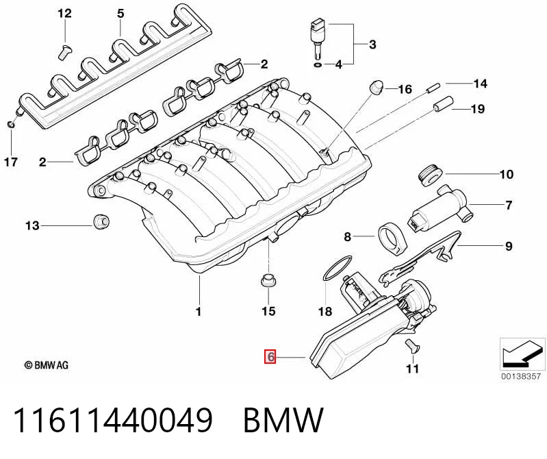 11611440049 BMW Regulador de longitud del colector de admisión