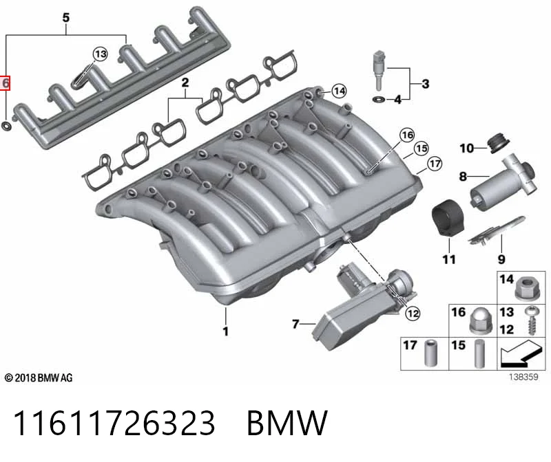 11611726323 BMW Anillo de sellado de tuberías del sistema de lubricación