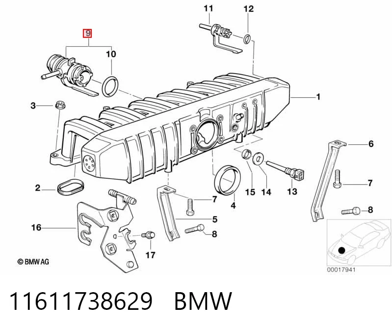 11611738629 BMW Brida del sistema de refrigeración (triple unión)