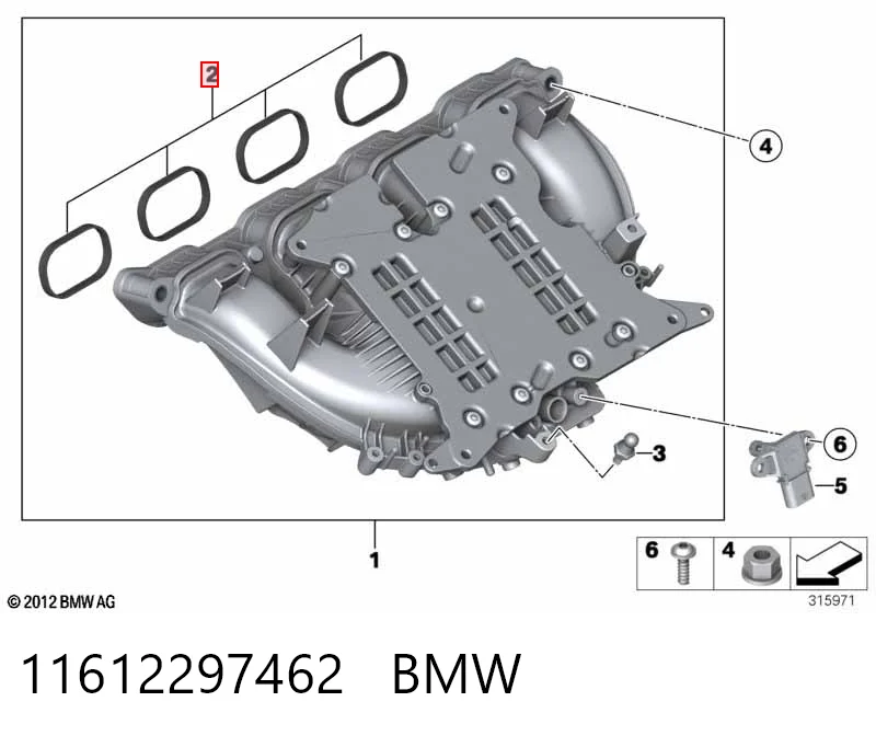 Juego de juntas, colector de admisión BMW 1  (2011-2019)