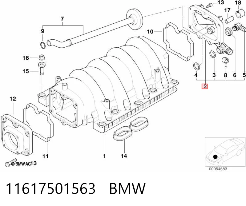 11617501563 BMW Tapa trasera del colector de admisión
