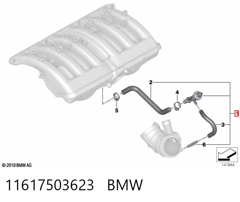 Válvula PCV de ventilación de gases del cárter 11617503623 BMW