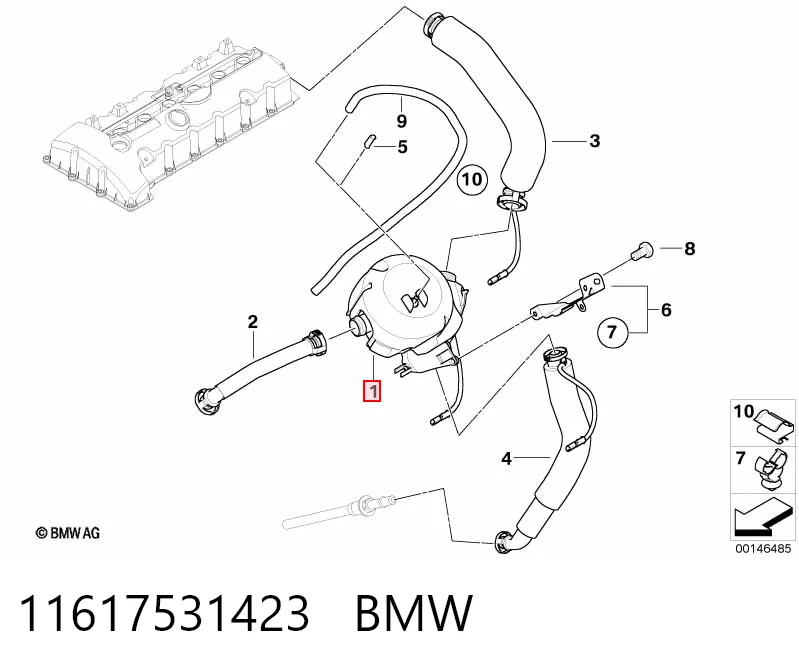 11617531423 BMW Válvula de ventilación del cárter