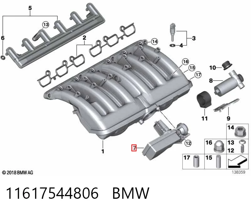 11617544806 BMW Regulador de longitud del colector de admisión