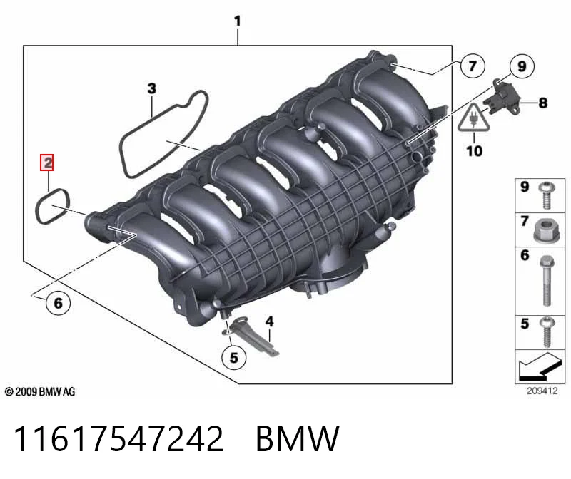 11617547242 BMW Juego de juntas, colector de admisión