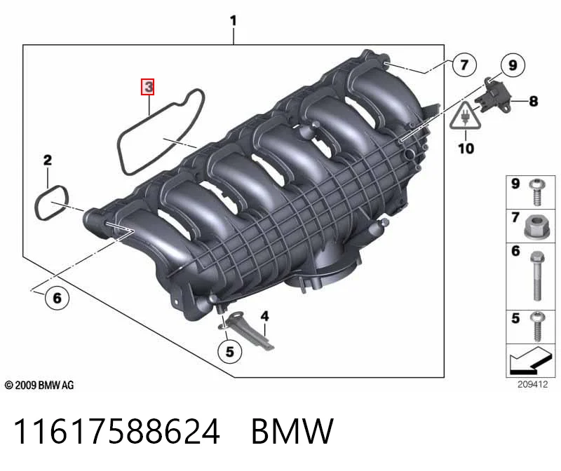11617588624 BMW Junta superior del colector de admisión