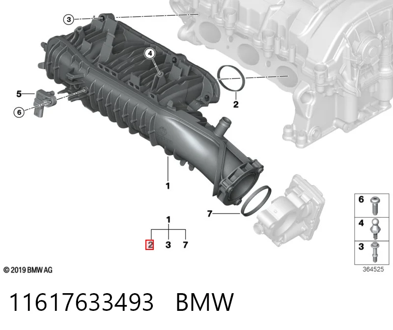 11617633493 BMW Juego de juntas, colector de admisión