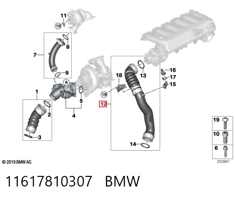11617810307 BMW Manguera del intercooler