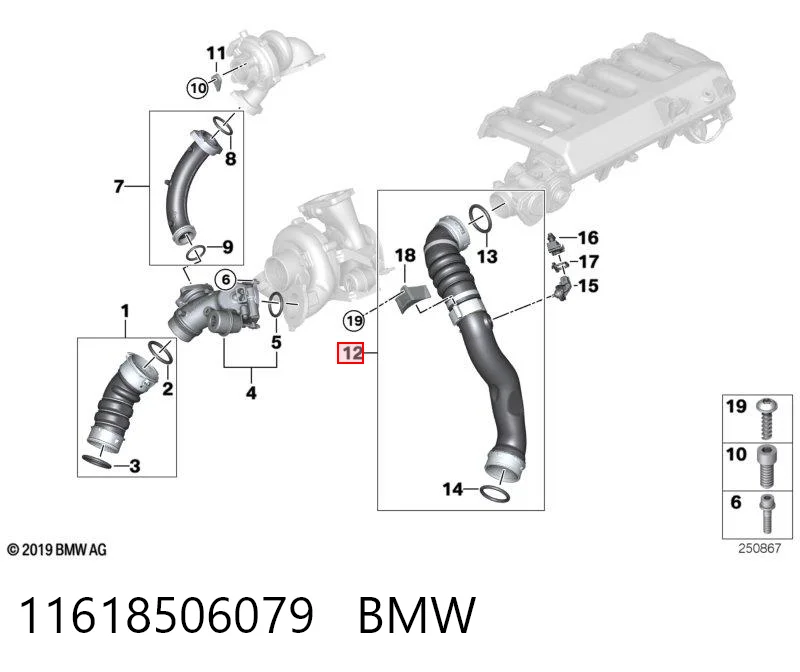 11618506079 BMW Manguera del intercooler