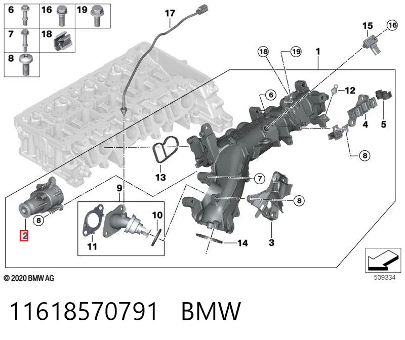 11618570791 BMW Válvula (actuador) de mariposa EGR