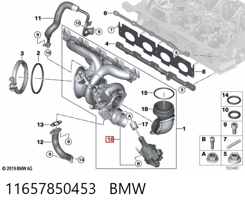 11657850453 BMW Válvula de recirculación de aire de sobrealimentación de turbina