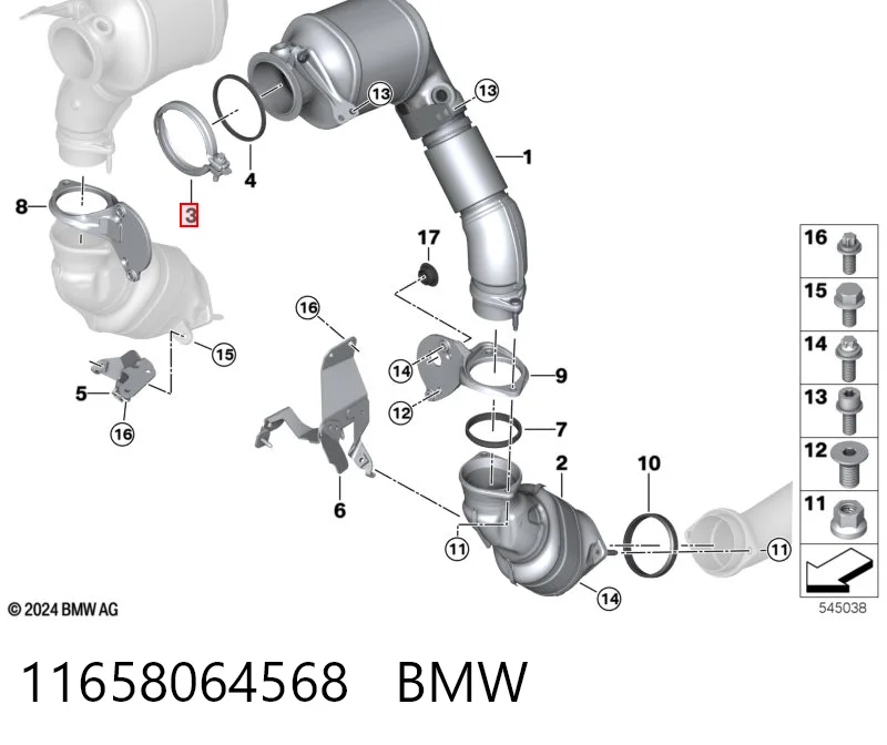 9808458580 Peugeot/Citroen Abrazadera del colector de escape