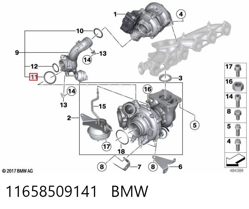 11658509141 BMW Anillo del conducto de aire de sobrealimentación