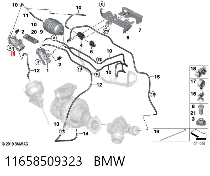 11658509323 BMW Válvula solenoide de control de presión de sobrealimentación