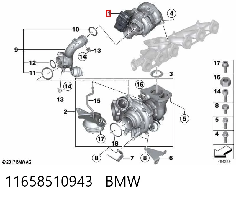 11658510943 BMW Turbo para motor