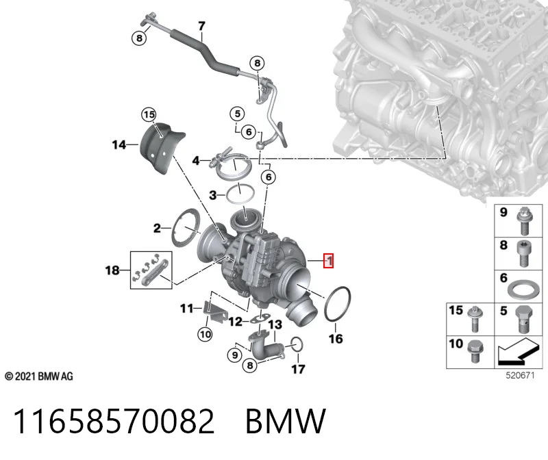 11658570082 BMW Turbo para motor