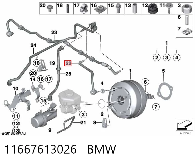 11667613026 BMW Tubo de vacío del servofreno