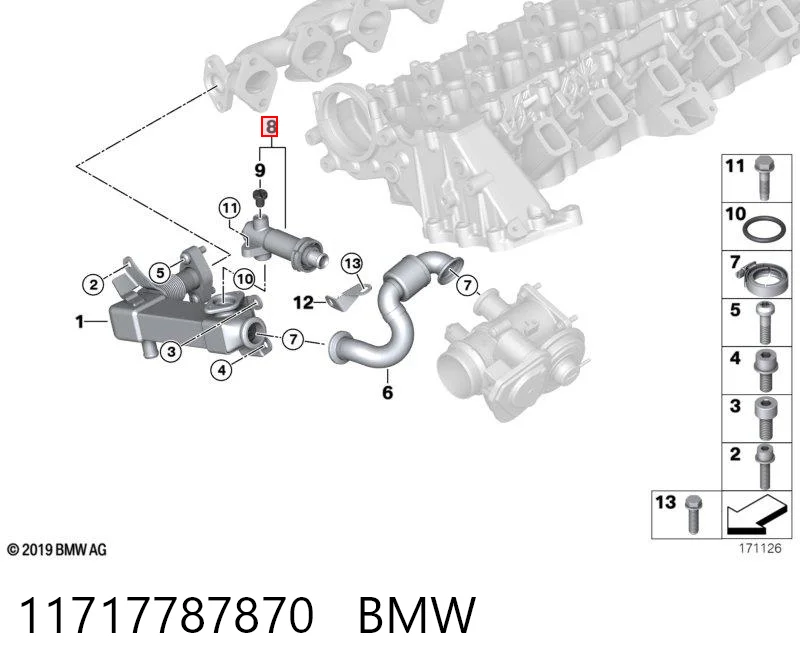 11717787870 BMW Termostato del sistema EGR