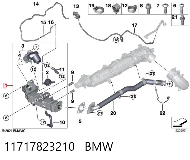11717823210 BMW Enfriador de recirculación de gases de escape EGR
