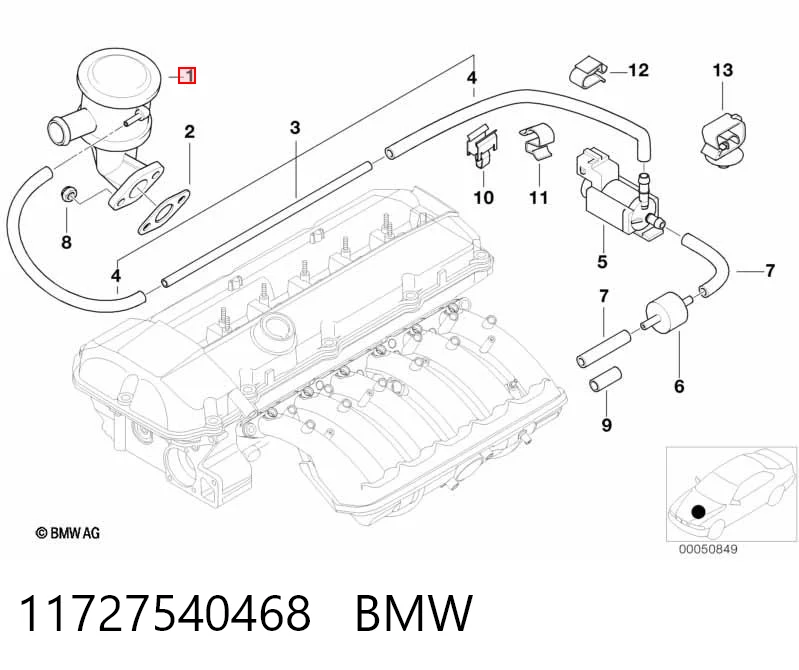 11727540468 BMW Válvula de aire secundario
