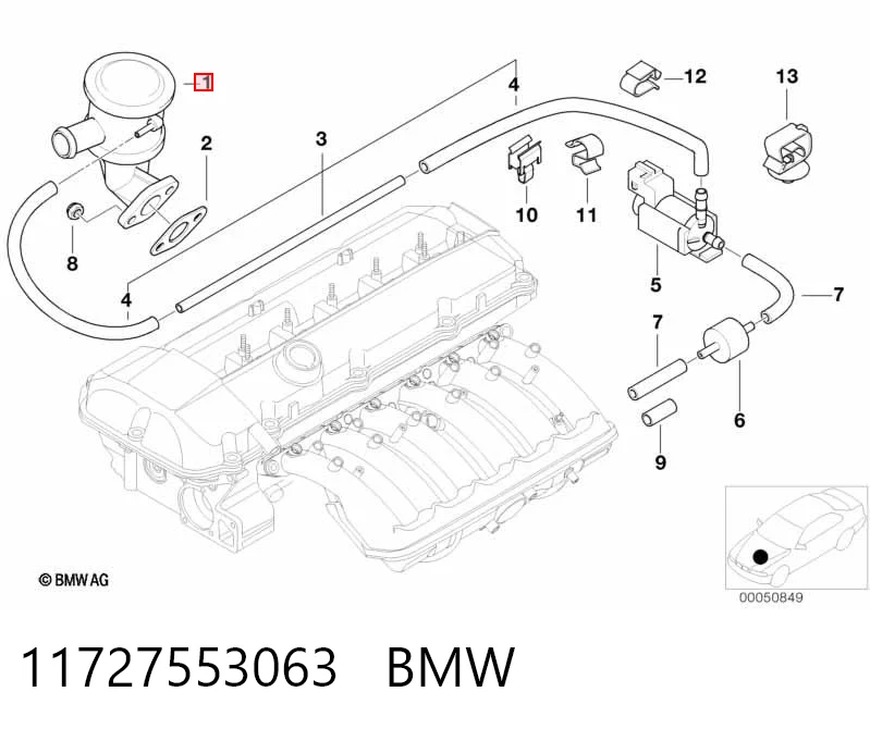 11727553063 BMW Válvula de aire secundario
