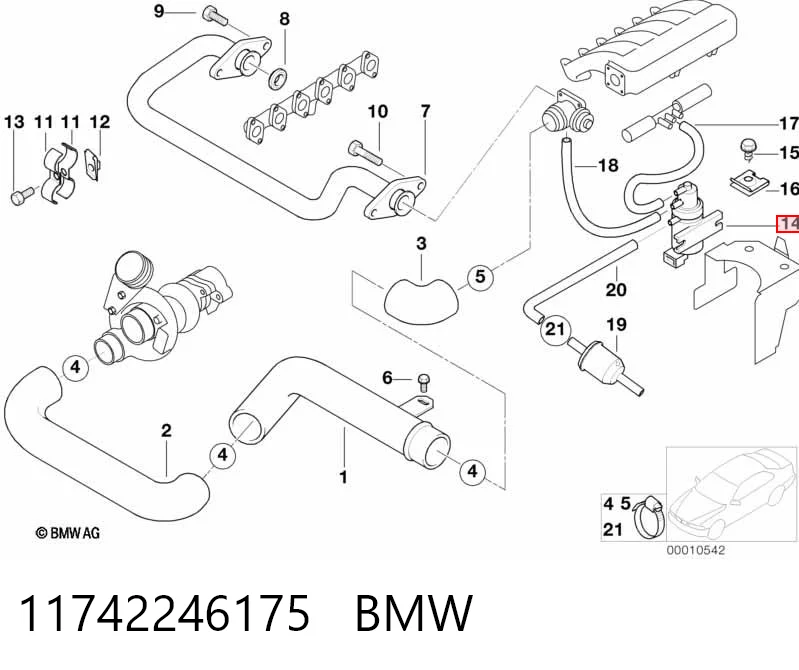 11742246175 BMW Válvula solenoide de control de presión de sobrealimentación