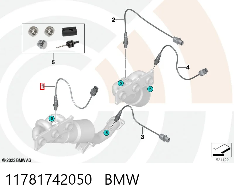11781742050 BMW Sonda lambda, sensor de oxígeno antes del catalizador izquierdo