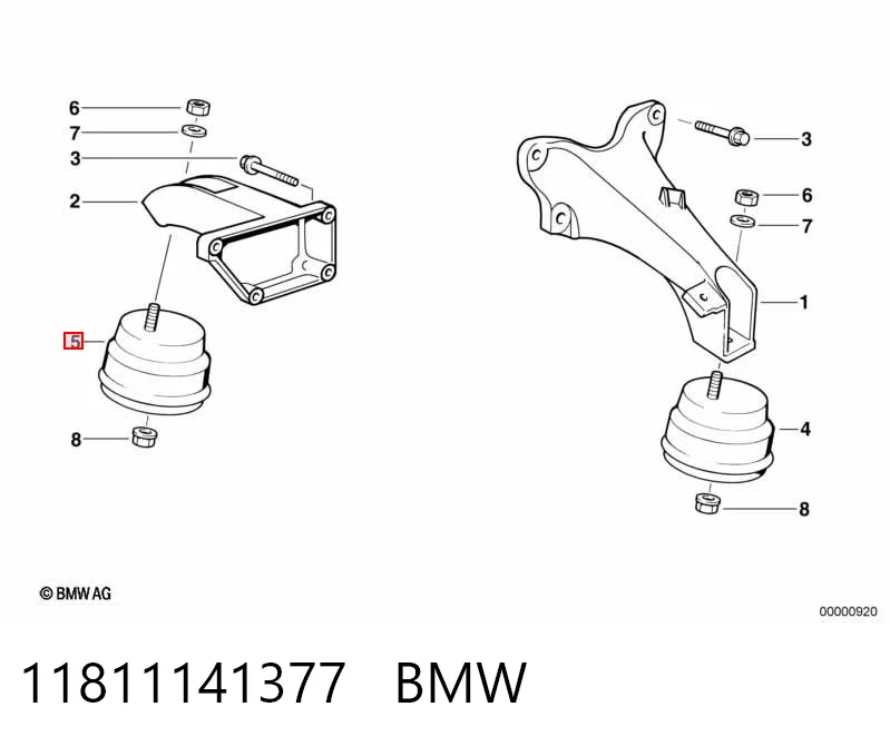 11811141377 BMW Soporte elástico, suspensión del motor, Izquierda / Derecha
